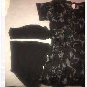 Black floral lace t shirt dress